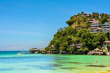 Beautiful turquois lagoon of Boracay island , Philippines