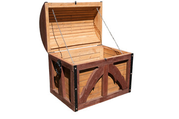 Empty chest with open lid on white background