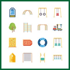 16 rope icon. Vector illustration rope set. climb and net climber icons for rope works