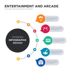 modern business infographic illustration design contains mall, masquerade, music tape, nightclub, paraplane simple vector icons. set of 5 isolated filled icons. editable sign and symbols