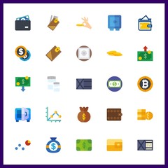 25 currency icon. Vector illustration currency set. line chart and billfold icons for currency works