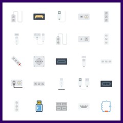 25 plug icon. Vector illustration plug set. wiring and usb icons for plug works