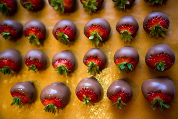 Obraz premium dark chocolate covered strawberries