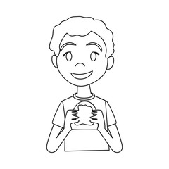 Isolated object of boy and sandwich symbol. Collection of boy and butter vector icon for stock.