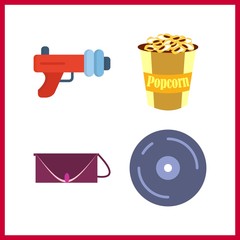 4 box icon. Vector illustration box set. blaster and bag icons for box works