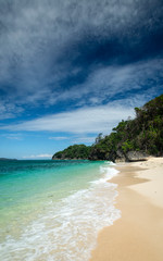 famous puka beach on tropical paradise boracay island in philippines