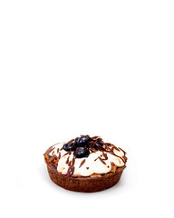 Basket-cake with blueberry and chocolate isolated on white