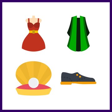4 elegant icon. Vector illustration elegant set. pearl and shoes icons for elegant works