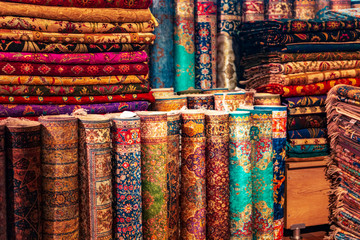 Traditional Turkish handmade carpets in the gift shop.