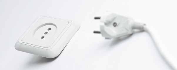 electrical outlet and plug.isolated on a white background