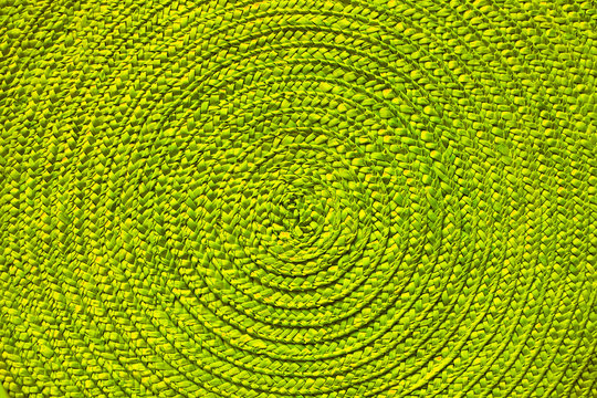 Green Place Mat Wicker Texture Background.