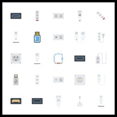 25 plug icon. Vector illustration plug set. usb and sata icons for plug works