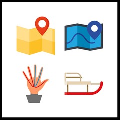 4 north icon. Vector illustration north set. vanes and sleigh icons for north works