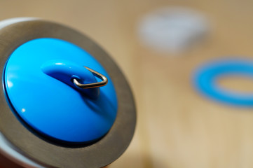 Water stopper - blue color close up.