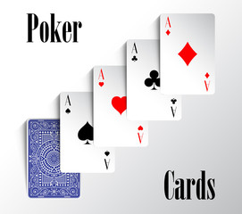 Vector poker cards for texas holdem. 4 ace for playing in casino to be lucky winner.