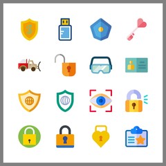 16 access icon. Vector illustration access set. secure and eye scan icons for access works