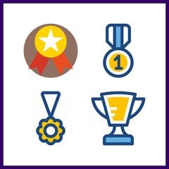 4 challenge icon. Vector illustration challenge set. trophy and medal icons for challenge works
