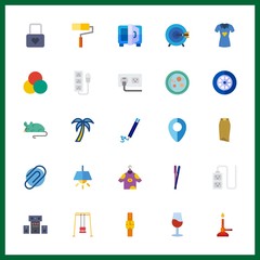 25 object icon. Vector illustration object set. watch and lamp icons for object works