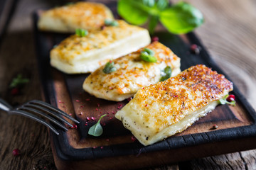 Grilled halloumi cheese Cyprus