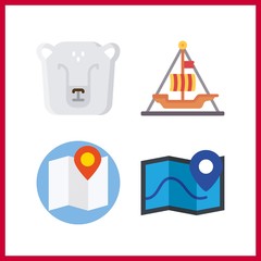 4 north icon. Vector illustration north set. map and polar bear icons for north works - 255723208