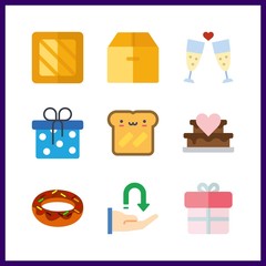 9 birthday icon. Vector illustration birthday set. gift and giftbox icons for birthday works - 255723446