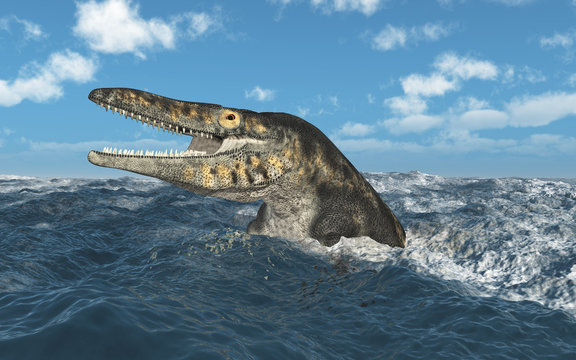 Mosasaurier Tylosaurus in stürmischer See