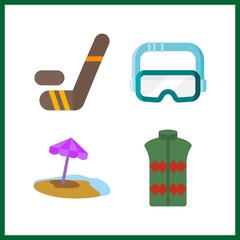 4 protective icon. Vector illustration protective set. goggles and umbrella icons for protective works