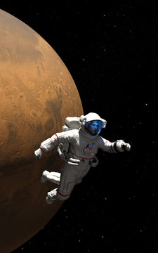 Planet Mars und Astronaut