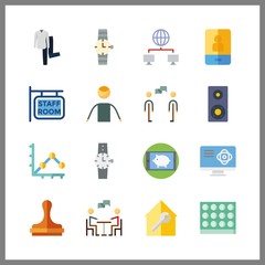 16 businessman icon. Vector illustration businessman set. speaker and discussion icons for businessman works