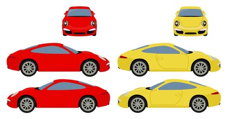 Car vector template on white background. coupe car isolated. Vehicle branding mockup. Side, front view. Vector illustration on white background