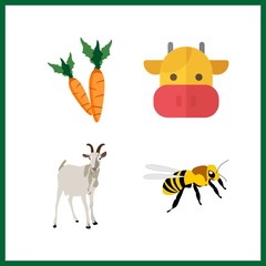 4 agriculture icon. Vector illustration agriculture set. bee and root icons for agriculture works