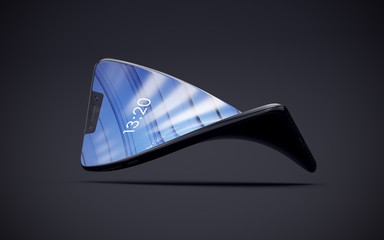 Folded phone. Smartphone with folding screen. - obrazy, fototapety, plakaty