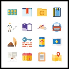 16 page icon. Vector illustration page set. map and folder icons for page works
