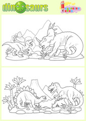 Cartoon prehistoric dinosaurs, coloring book, funny image © fargon