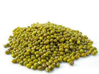 Mung beans on white background.