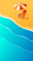 Vacation and travel concept. Umbrella, beach. Flat style vector illustration