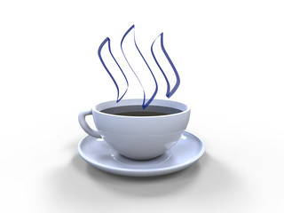3d illustration of a steaming cup of coffee