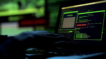 Hacker trying to pick password, server protection blocking access to information