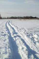 Fototapeta na wymiar Ski track in the field