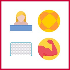 4 athletic icon. Vector illustration athletic set. ball and swimmer icons for athletic works