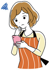 スマホ　操作　主婦　困る　イラスト