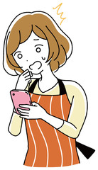 スマホ　操作　主婦　驚く　イラスト