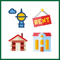 4 estate icon. Vector illustration estate set. house and real estate icons for estate works