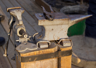 Blacksmithing. Anvil and tools.