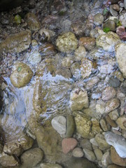 River stones in water.