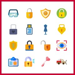 16 access icon. Vector illustration access set. pendrive and key icons for access works