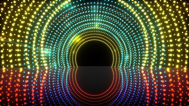 Seamless loop 3D animation of light tunnel stage for your video backgrounds, concert visual performances, presentations, dance parties, music clips, projection mapping, nightclubs, corporate events