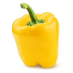 sweet yellow pepper, paprika, isolated on white background, clipping path, full depth of field