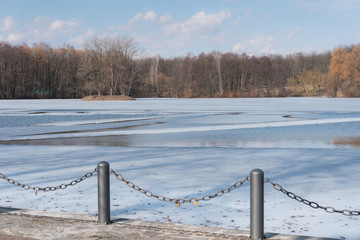 Komsomolsk lake in Victory Park in Minsk, Belarus