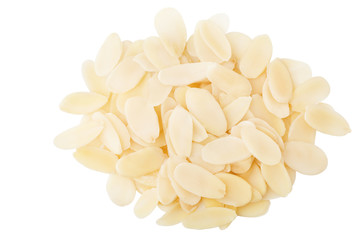 almond, flake, slice, isolated on white background, clipping path, full depth of field